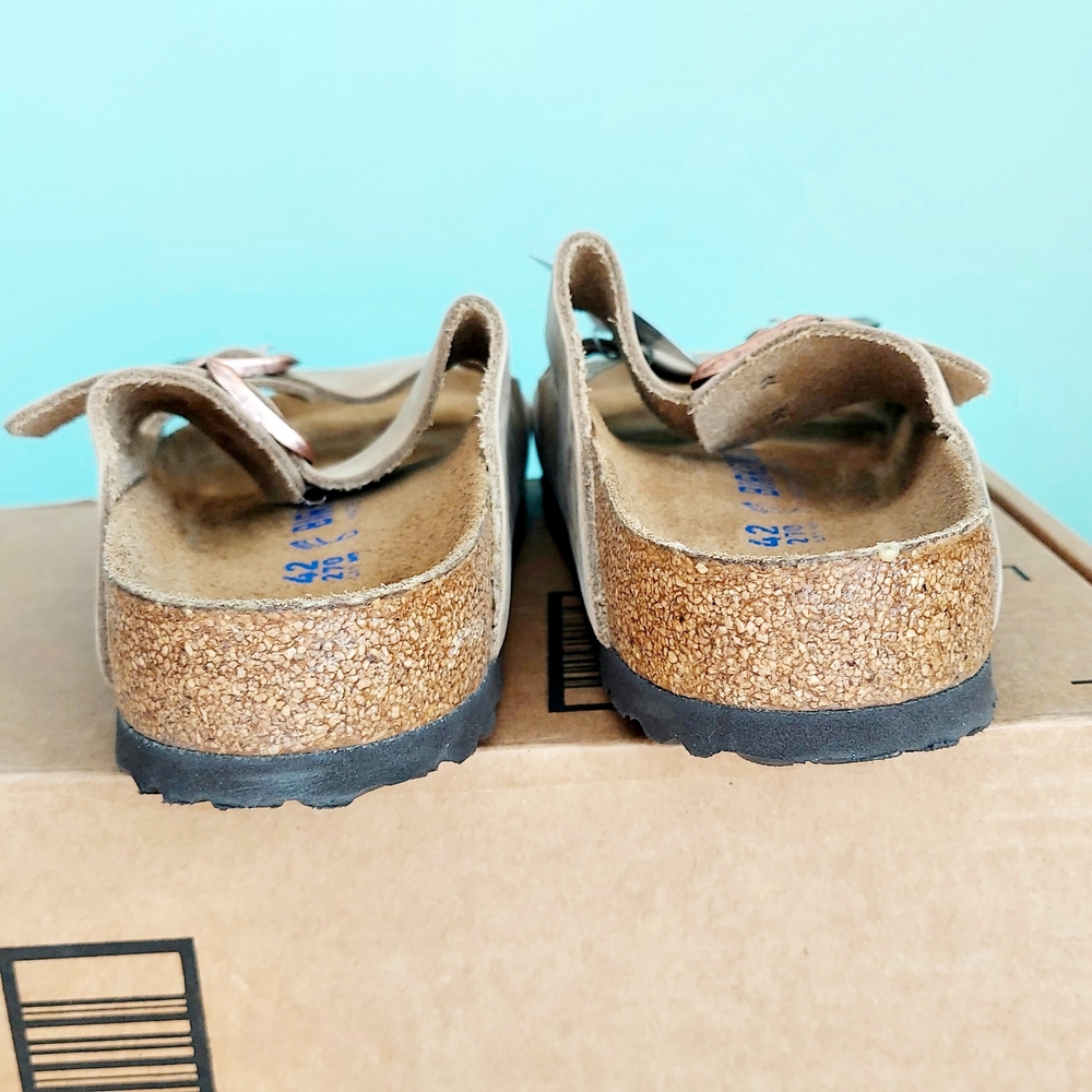 Birkenstock Arizona Tobacco Brown Leather Unisex Sandals Women's 11R/Mens 9R NWT - Picture 13 of 16